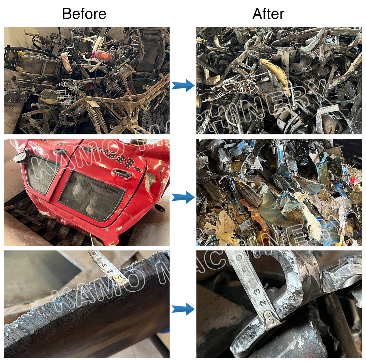 before and after shredding material