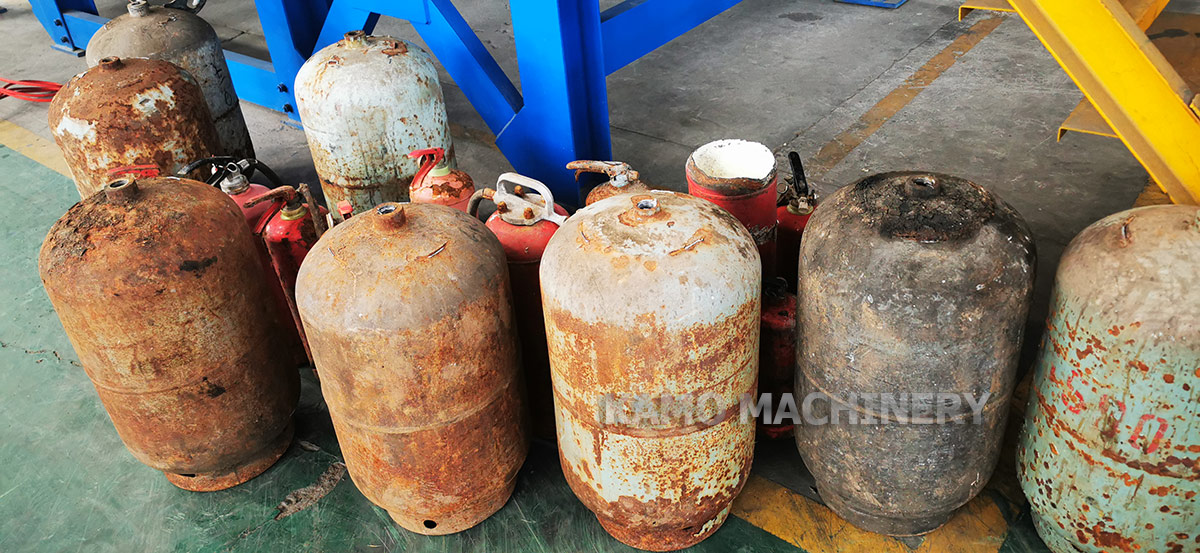 waste hydraulic gas tanks and fire extinguishers